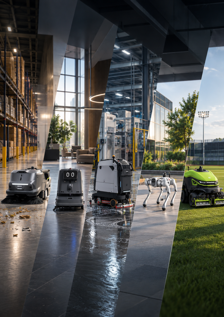Robots de nettoyage, de livraison et espaces verts